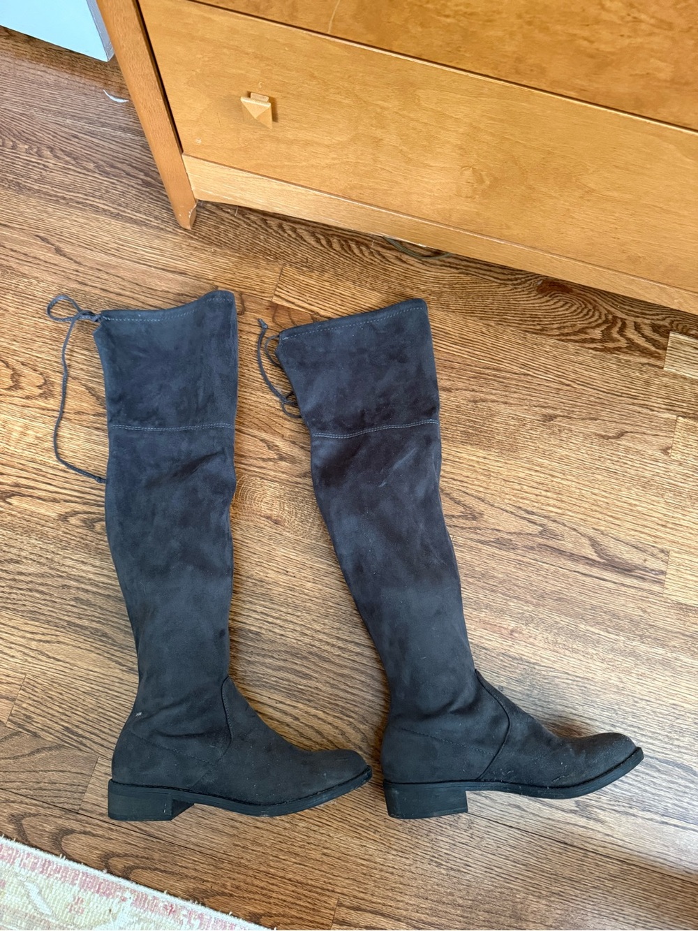 Dark Gray Over-the-Knee Suede Boots